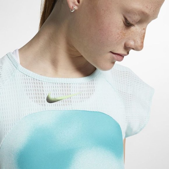 Nike Blue Instacool Short Sleeve Running Top - Picture 3 of 13